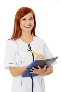 Smiling medical doctor or nurse. clipart