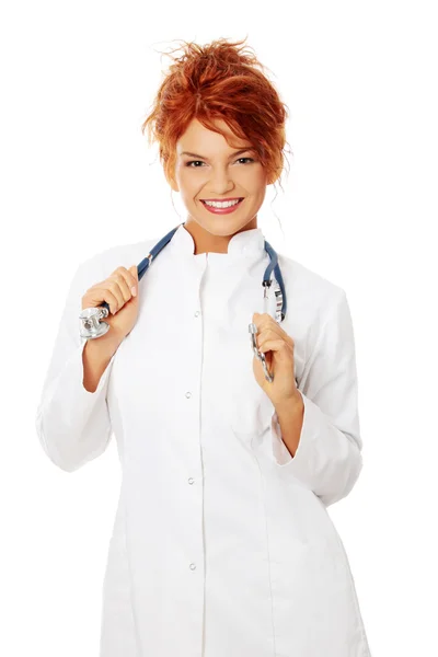 Smiling medical doctor or nurse — Stock Photo, Image