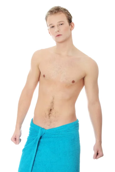 Bonito, jovem, homem nu com a toalha — Fotografia de Stock