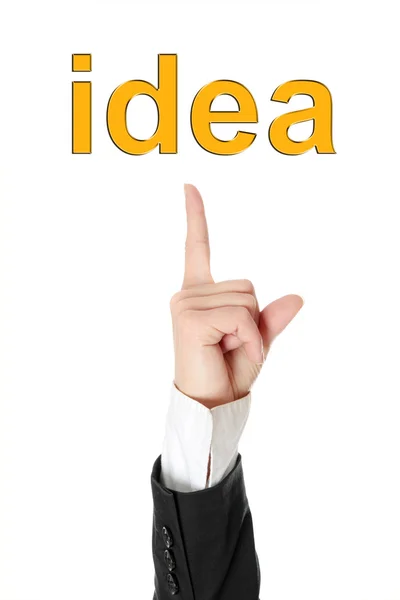Hand pointing on idea — Stock Photo, Image