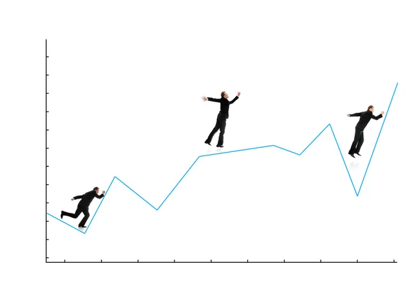 Empresário executando no gráfico — Fotografia de Stock