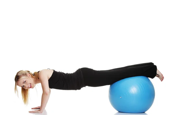 Young girl with fit ball — Stock Photo, Image