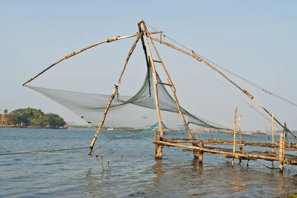 Chinese fisher netto in cochin, kerala, india — Stockfoto