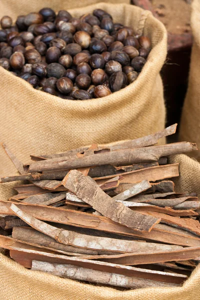 Cinnamon and nutmeg in Kerala, India — Stock Photo, Image