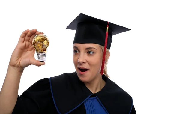 Beautiful girl in the graduation cap — Stock Photo, Image