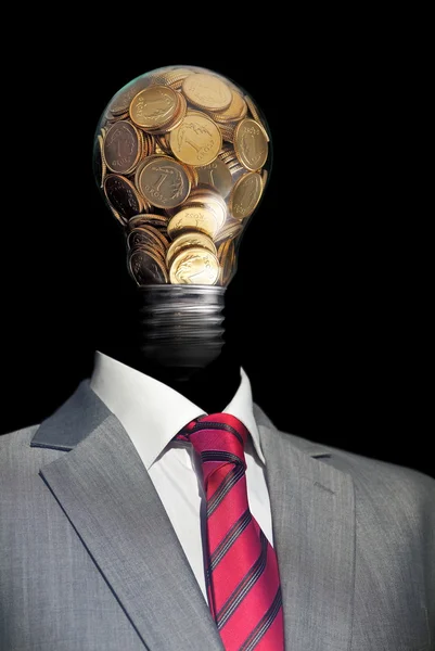 Elegante zakenman en idee in het hoofd — Stockfoto