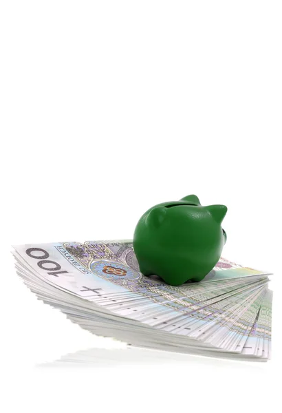 Green piggy bank — Stock Photo, Image
