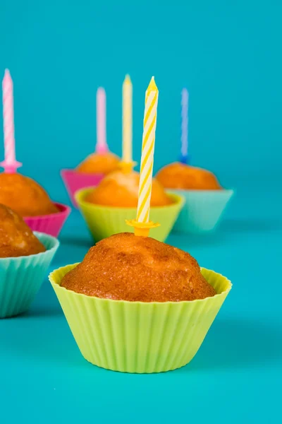 Festive cupcakes with a candles — Stock Photo, Image