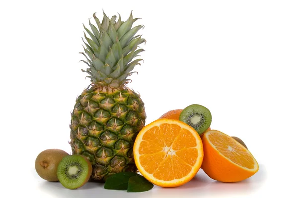 Pineapple, oranges and kiwi — Stock Photo, Image
