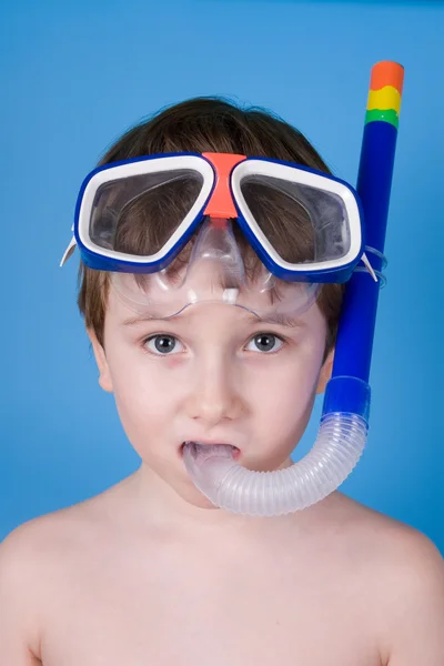 Chłopiec basen maski — Zdjęcie stockowe