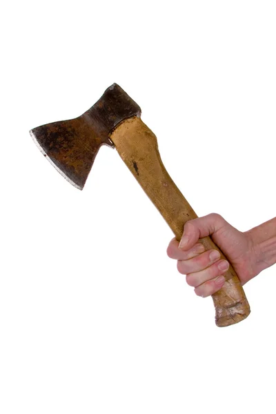 Axe in a man's hand — Stock Photo, Image