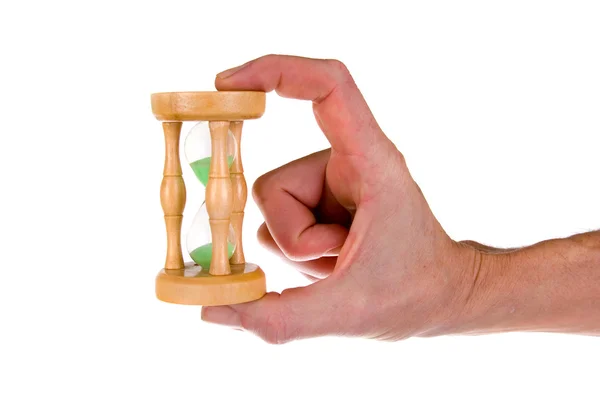 Man with hourglass in hand Royalty Free Stock Images
