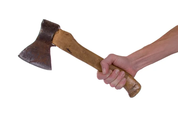 Axe with wooden handle — Stockfoto