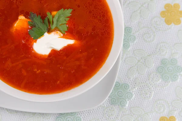Sopa de tomate plato —  Fotos de Stock