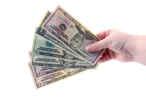 Гроші в руках ізольовані — стокове фото