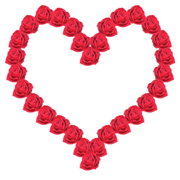 Heart from red roses on a white background — Stock Photo, Image