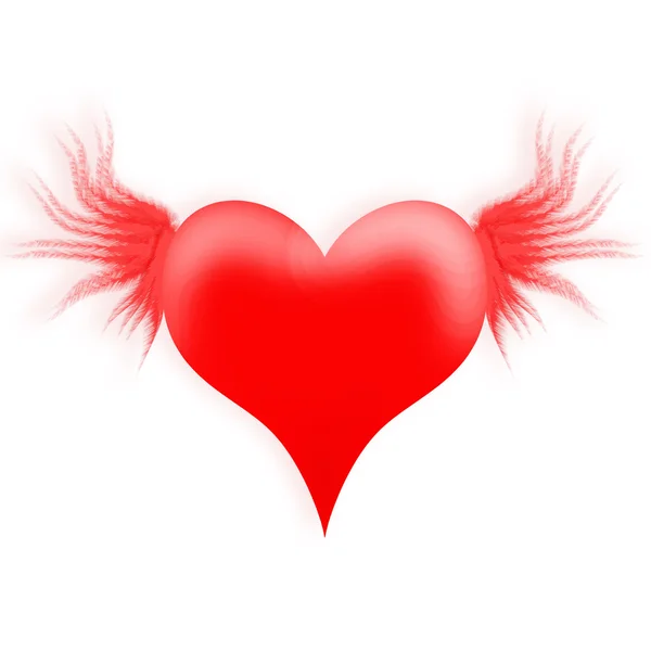Coração com asas em um fundo branco — Fotografia de Stock