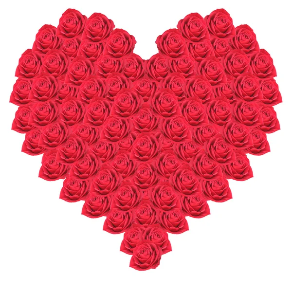 Srdce z červených růží na bílém pozadí — Stock fotografie