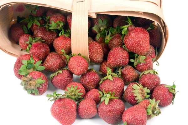 Ripe red strawberries in a basket — Stock Photo, Image