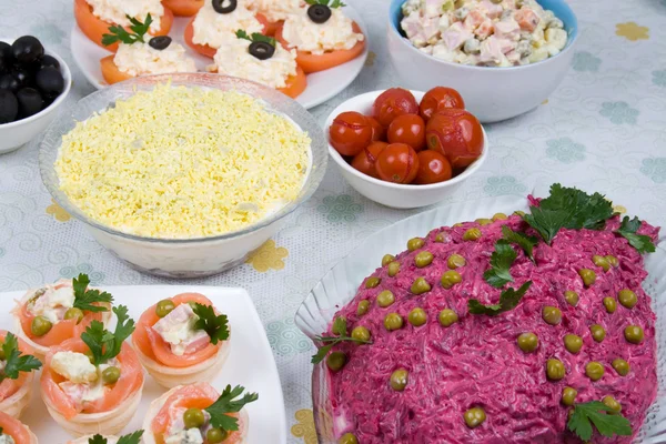 Cold dishes and salads — Stock Photo, Image