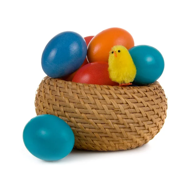 Huevos de Pascua y pollo — Foto de Stock