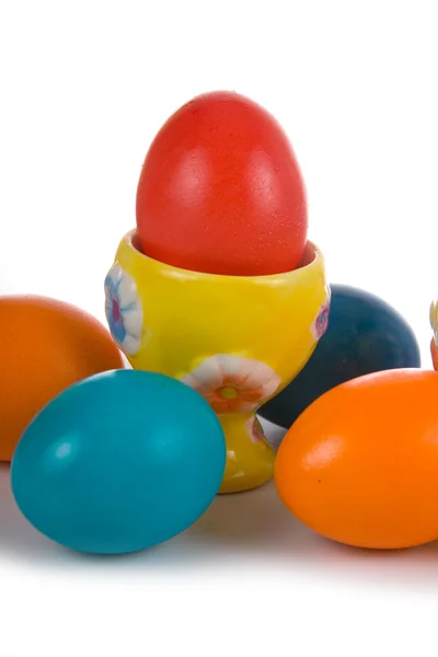 Huevos de Pascua y ramitas de sauce — Foto de Stock