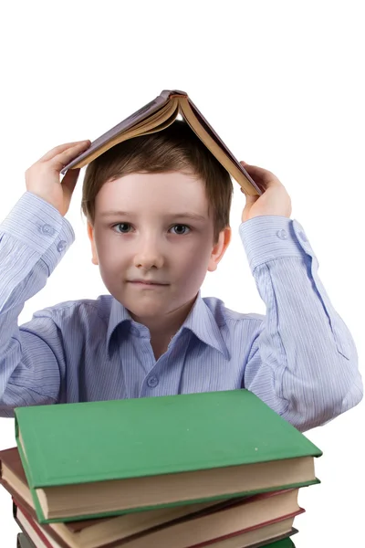 Junge mit Büchern — Stockfoto