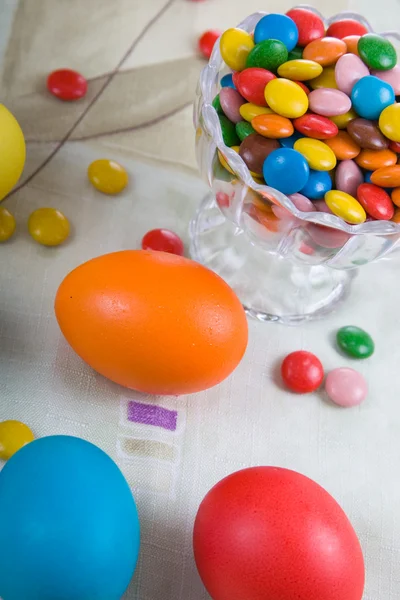 Easter eggs and sweets — Stock Photo, Image