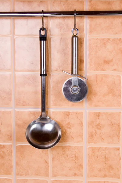 stock image Kitchen ware against a wall