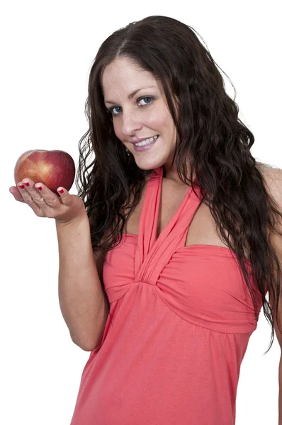 Mulher segurando maçã — Fotografia de Stock