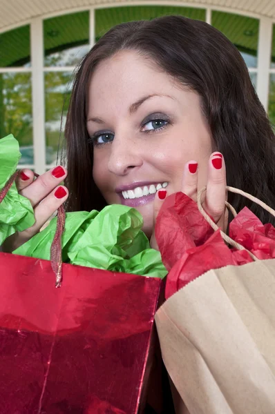 Donna shopping bags — Foto Stock