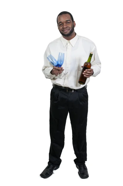 Afro-américain avec du vin — Photo