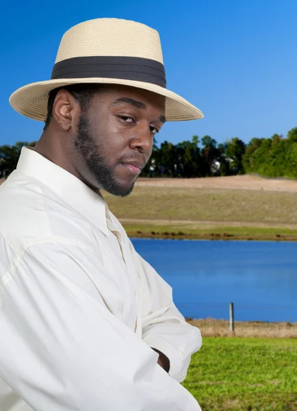 Homem negro no Fedora — Fotografia de Stock