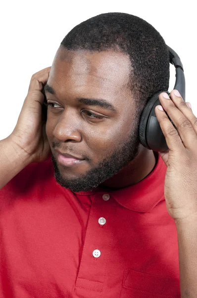 Ο άνθρωπος ακούει ακουστικά — Φωτογραφία Αρχείου