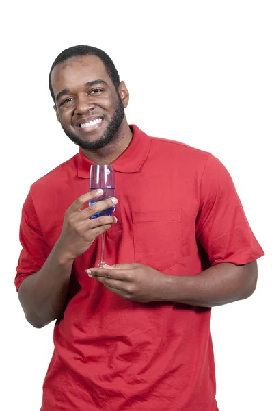 Hombre afroamericano con vino — Foto de Stock