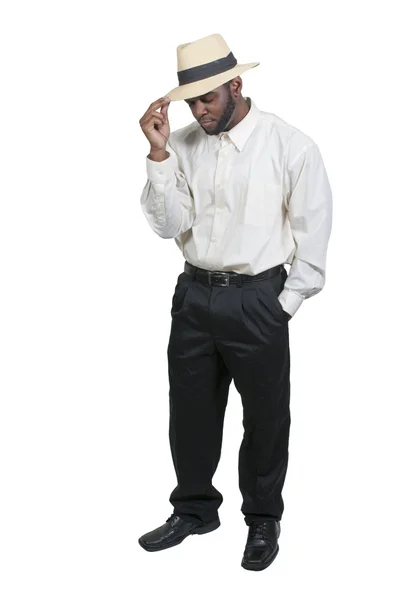 Zwarte man in fedora — Stockfoto