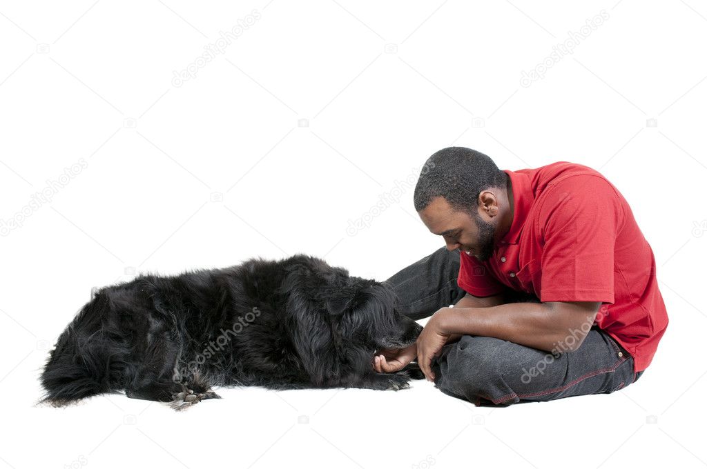 Man Playing with Dog