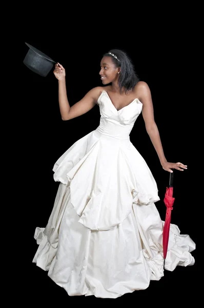 黒の女性のウェディングドレス — ストック写真