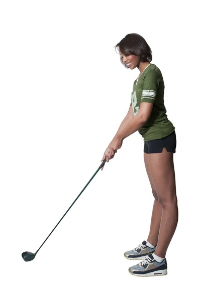 Mulher negra Golfista — Fotografia de Stock