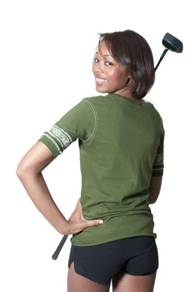 Black Woman Golfer — Stock Photo, Image