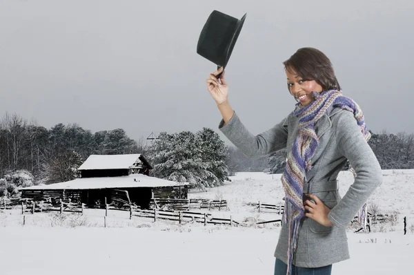 Žena oblečená na zimu — Stock fotografie