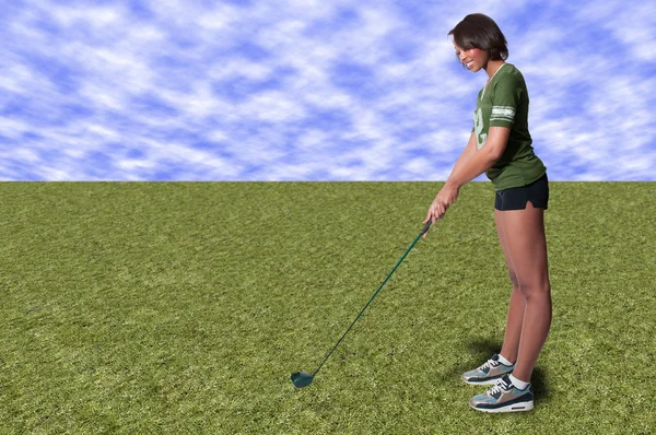 Golfista kobieta czarny — Zdjęcie stockowe