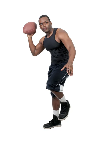 Czarny człowiek gry w piłkę nożną — Zdjęcie stockowe