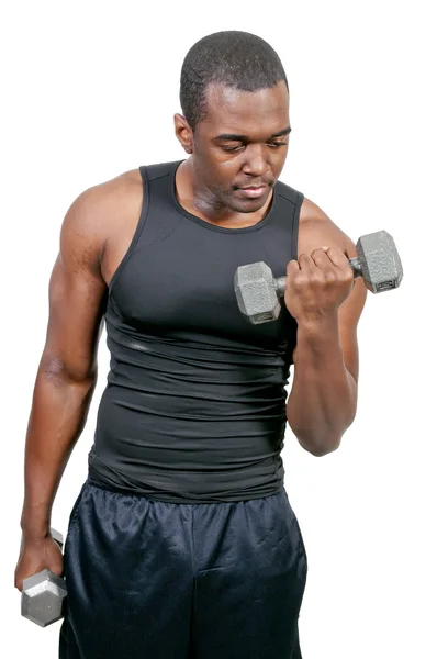 Schwarzer Mann hebt Gewicht — Stockfoto