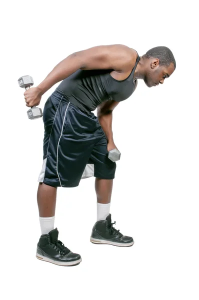 Hombre negro levantando peso — Foto de Stock