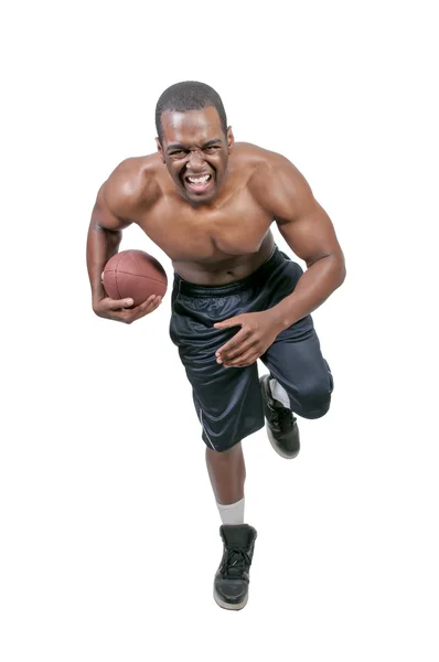 Hombre negro jugando al fútbol — Foto de Stock