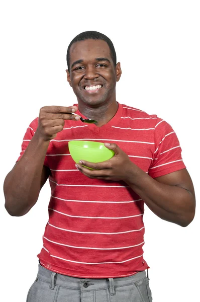 Homem negro comendo — Fotografia de Stock