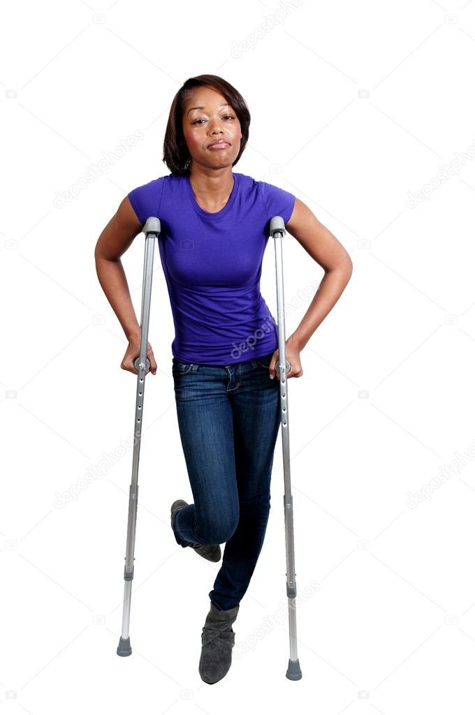Black Woman on Crutches