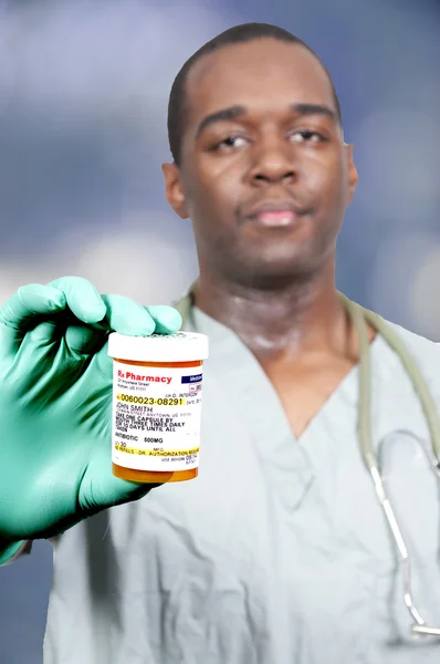 Receptbelagda piller flaska — Stockfoto