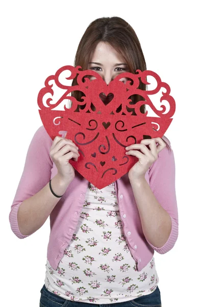 Dia dos Namorados Coração Mulher — Fotografia de Stock